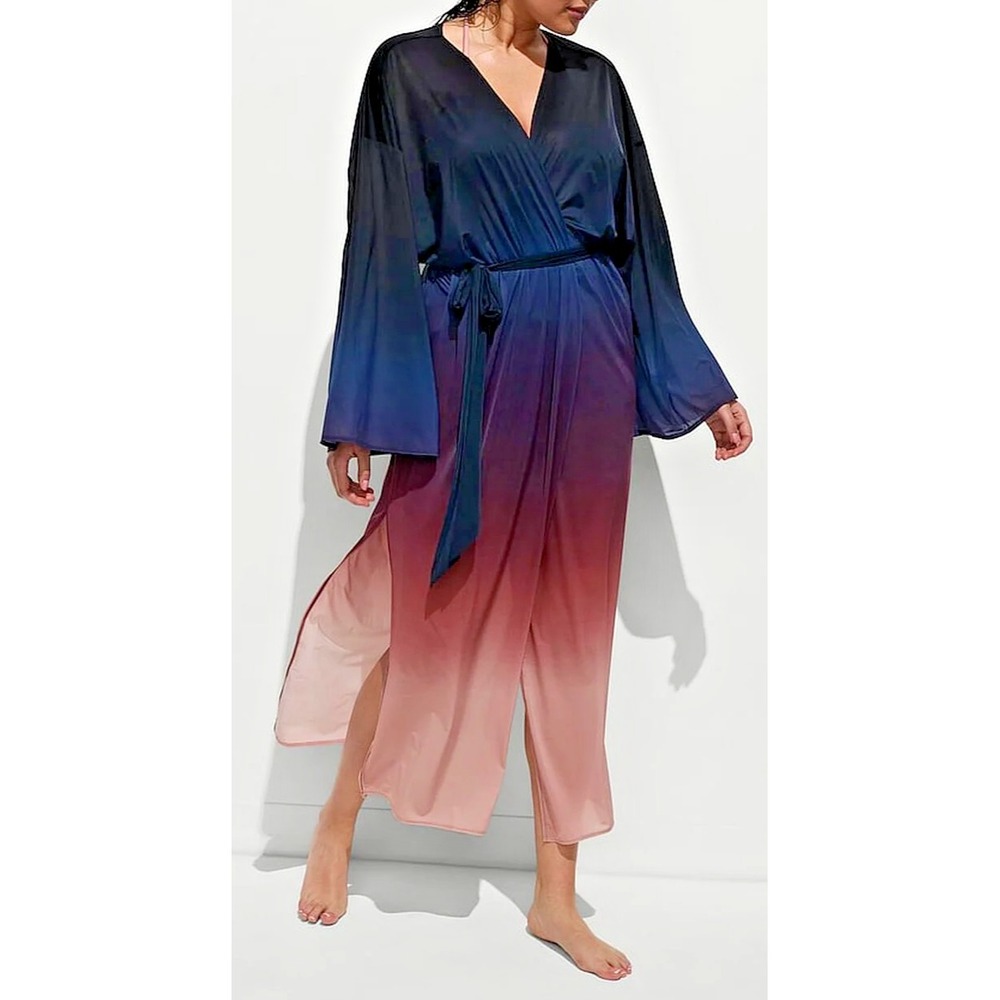 NWT Victoria's Secret Siren Sunset Ombre long robe blue pink gradient M/L